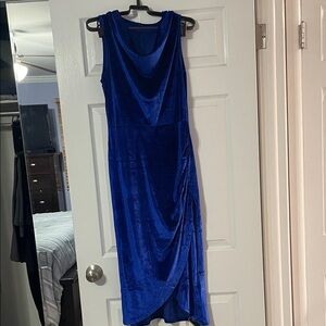 ZAFUL Womens Sleeveless Velvet Cocktail DressesCowl Neck Party Midi Dress Ruched